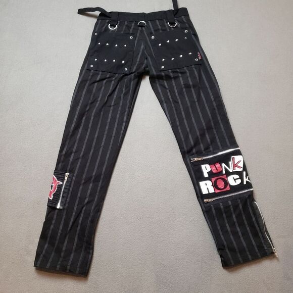 Dead Threads Striped - Gothic Punk bandage style Pants zippers - Picture 1 of 15